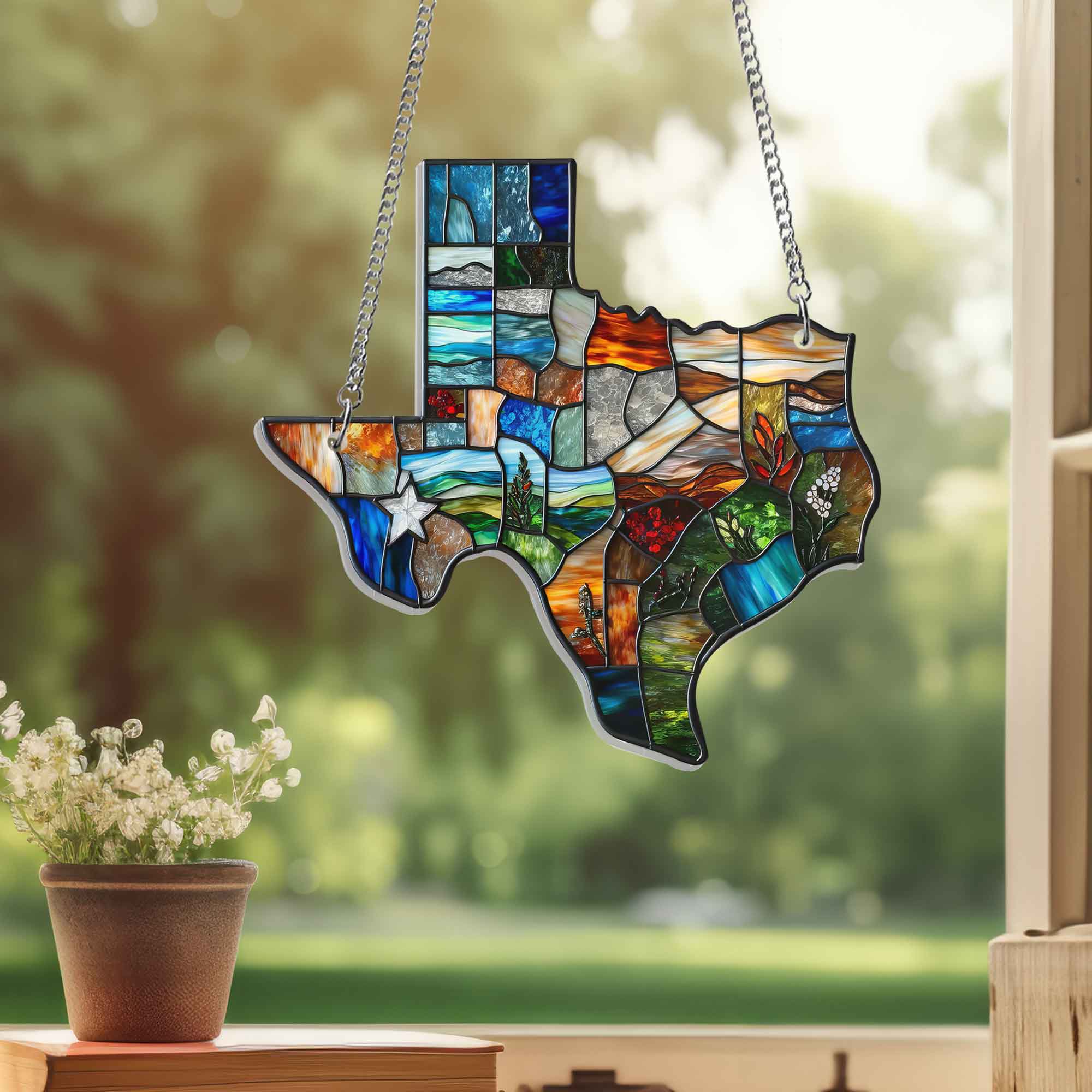 Texas Map Suncatcher Acrylic Hanging Sign