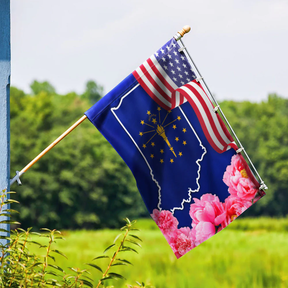 Indiana State Peony Flower Flag MLN1111Fv9