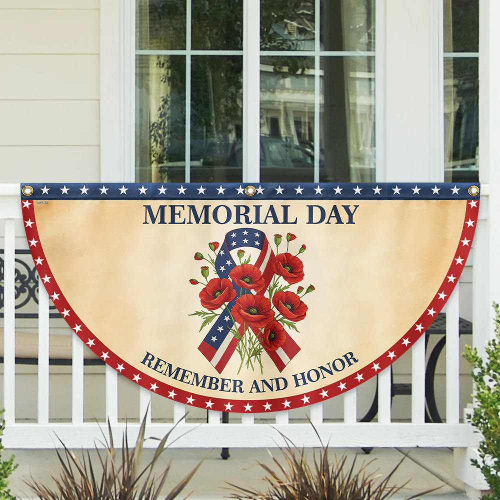 Memorial Day Remember And Honor Non-Pleated Fan Flag