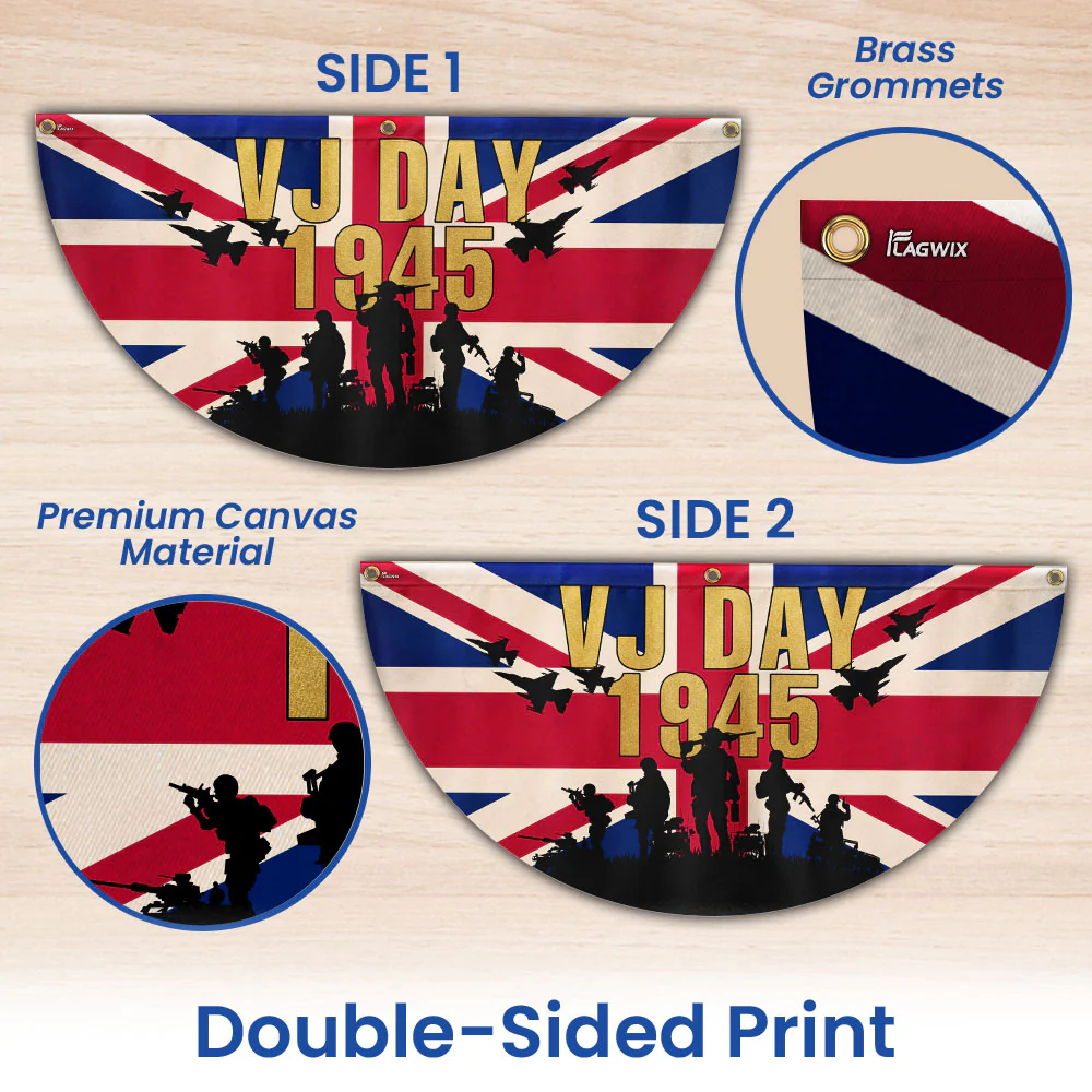 VJ Day Victory Over Japan UK Non-Pleated Fan Flag