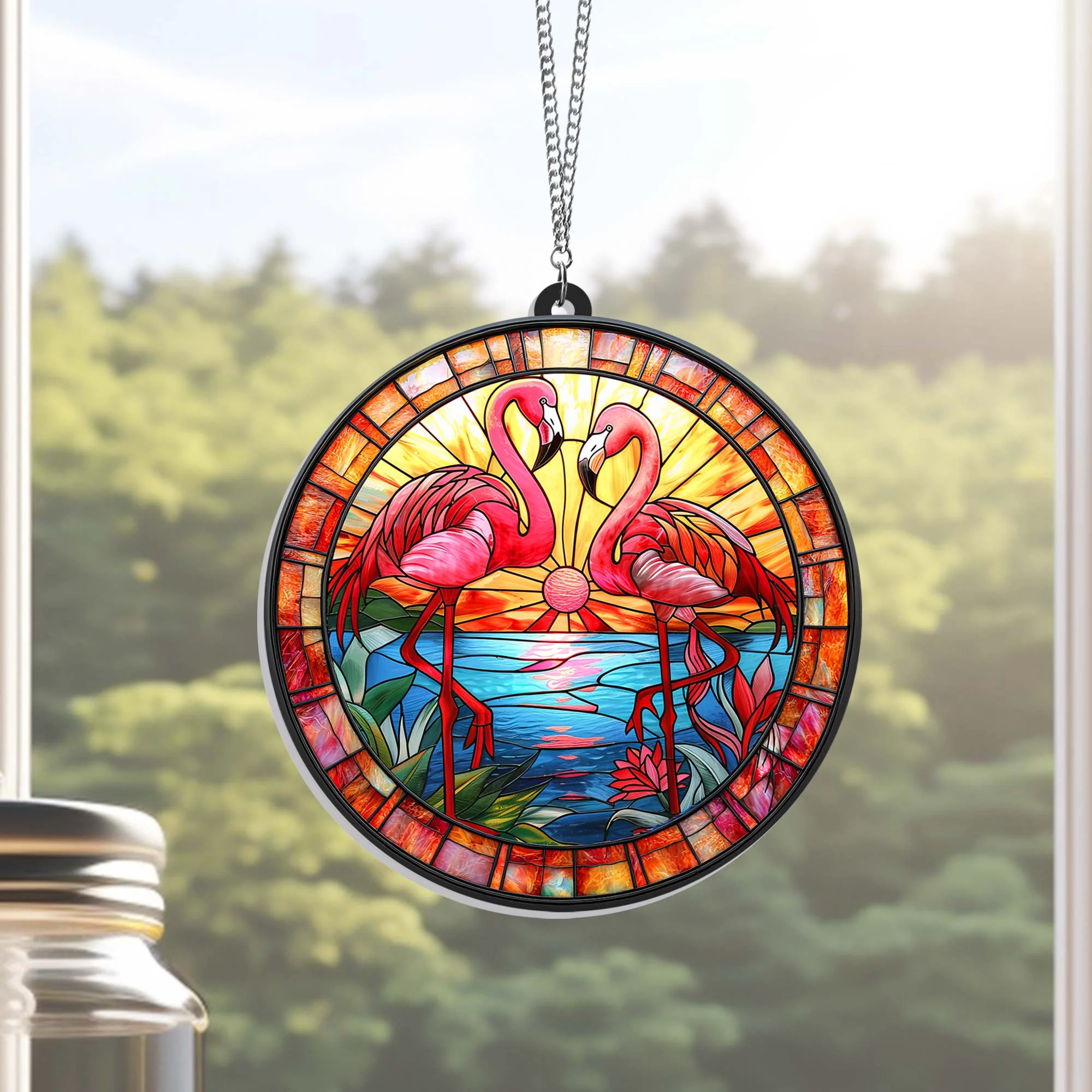 Valentine’s Day Gifts Flamingo Couple Acrylic Suncatcher Hanging Sign