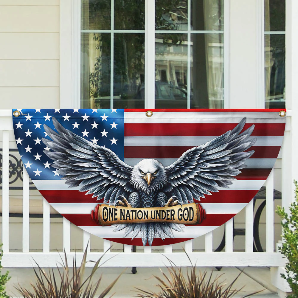 One Nation Under God Patriotic Eagle Non-Pleated Fan Flag