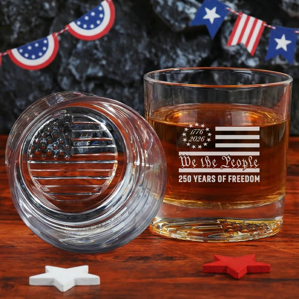 Betsy Ross 250 Years of Freedom 1776 2026 Engraved Whiskey Glass
