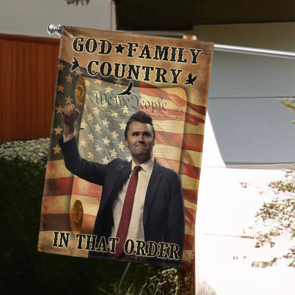 Charlie Kirk American Flag - Rustic God Family Country In That Order Flag