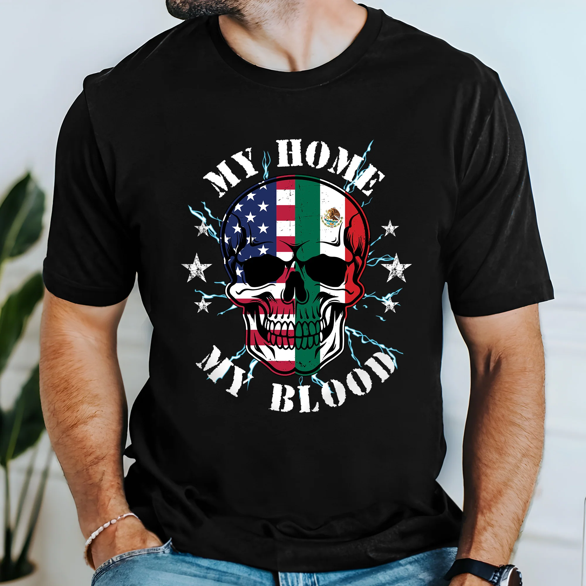 Mexico America, My Home My Blood, Mexican American T-Shirt