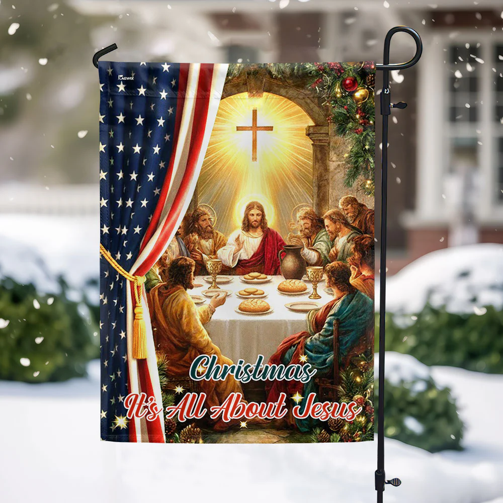 Christ Christmas Flag | It’s All About Jesus Faith Holiday Decor