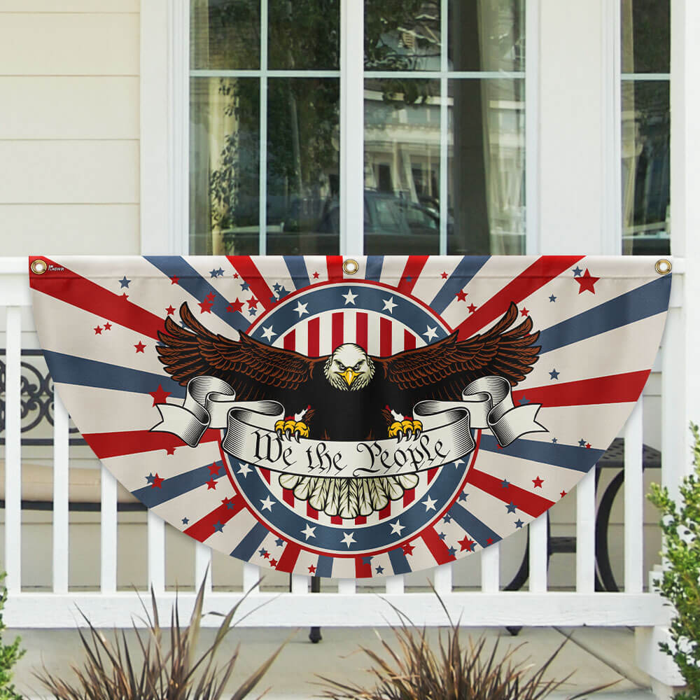 Patriotic Eagle We The People Non-Pleated Fan Flag