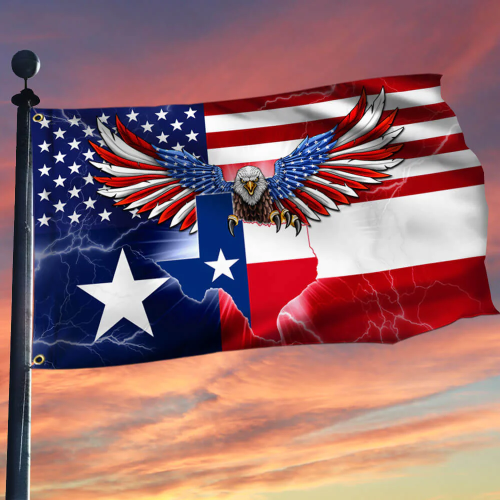 Texas American Eagle Grommet Flag