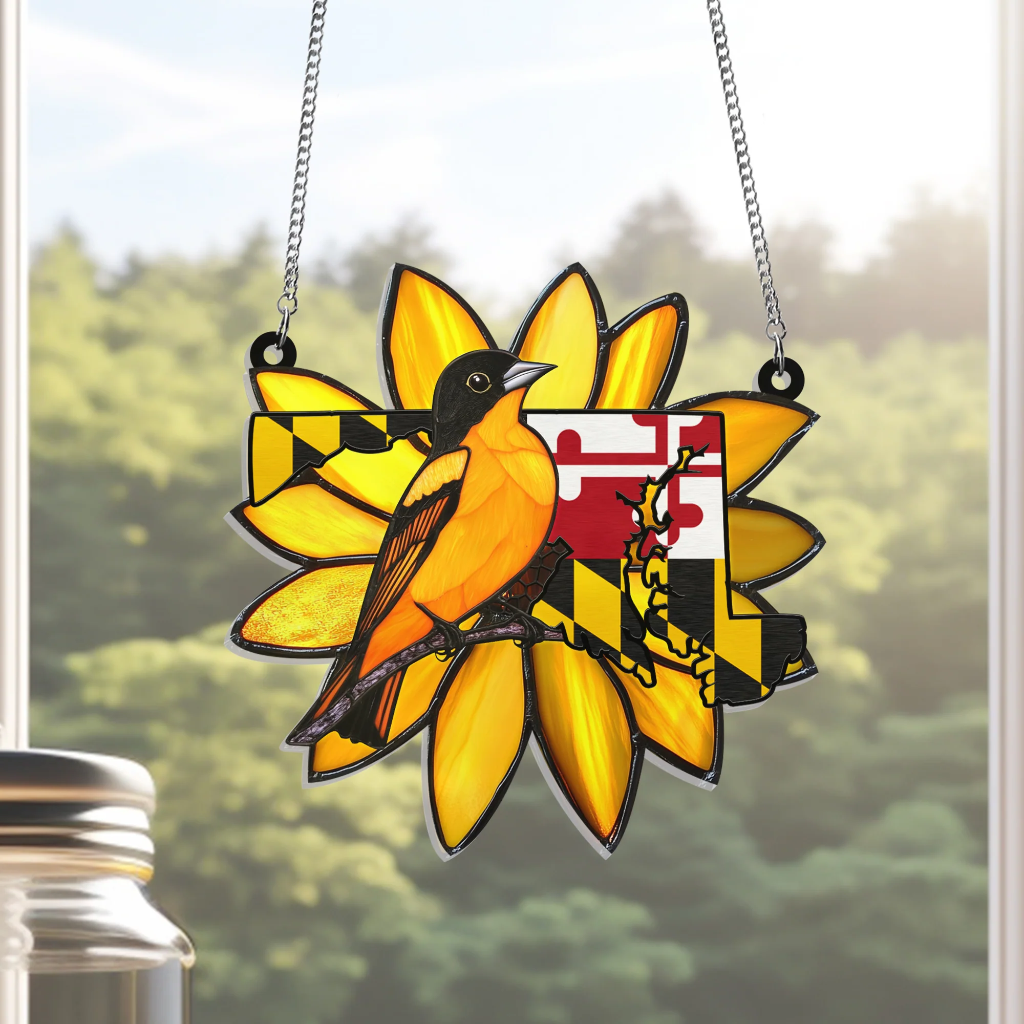 Maryland Baltimore Oriole Bird Suncatcher - Acrylic Hanging Ornament - Perfect Gift for Bird Lovers & Maryland Pride