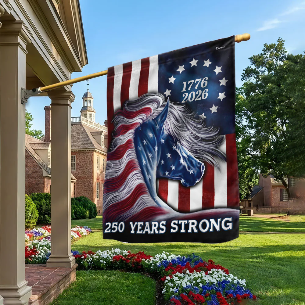 Patriotic Horse Flag, 250 Years Strong Patriotic Horse 4th Of July US Flag