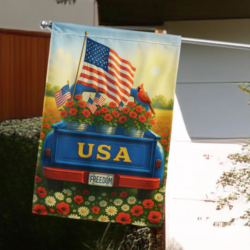 Bimipi American Flag - 4th of july Patriotic Truck with America Flag