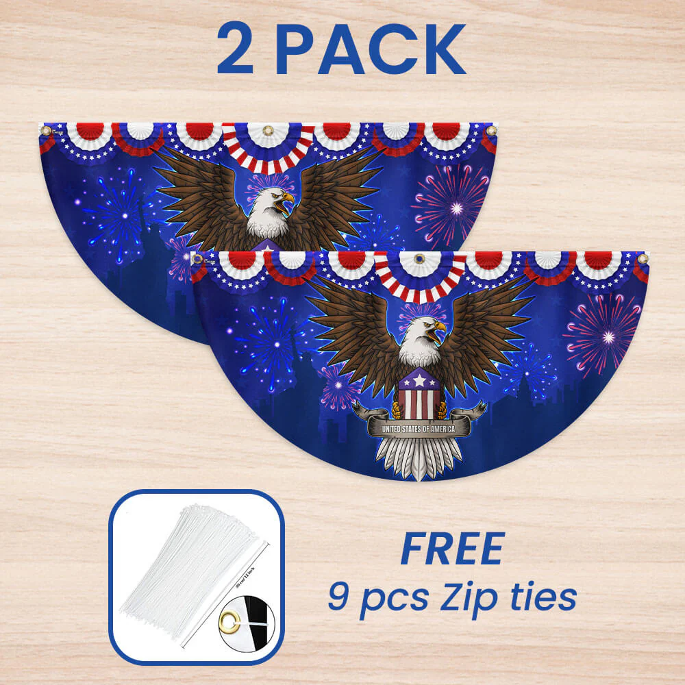 Bimipi American Flag - Independence Day Eagle 4th of july Non-Pleated Fan Flag