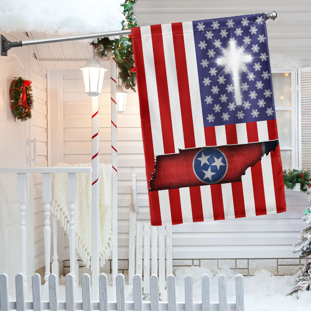Tennessee American Flag God Bless Tennessee Flag