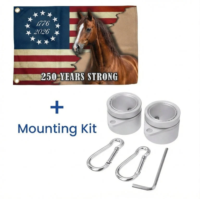 250 Years Strong Horse American Flag for Farm Patriotic Decor