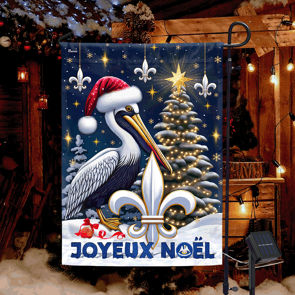 Louisiana Christmas Cajun Christmas Joyeux Noel Solar LED Garden Flag