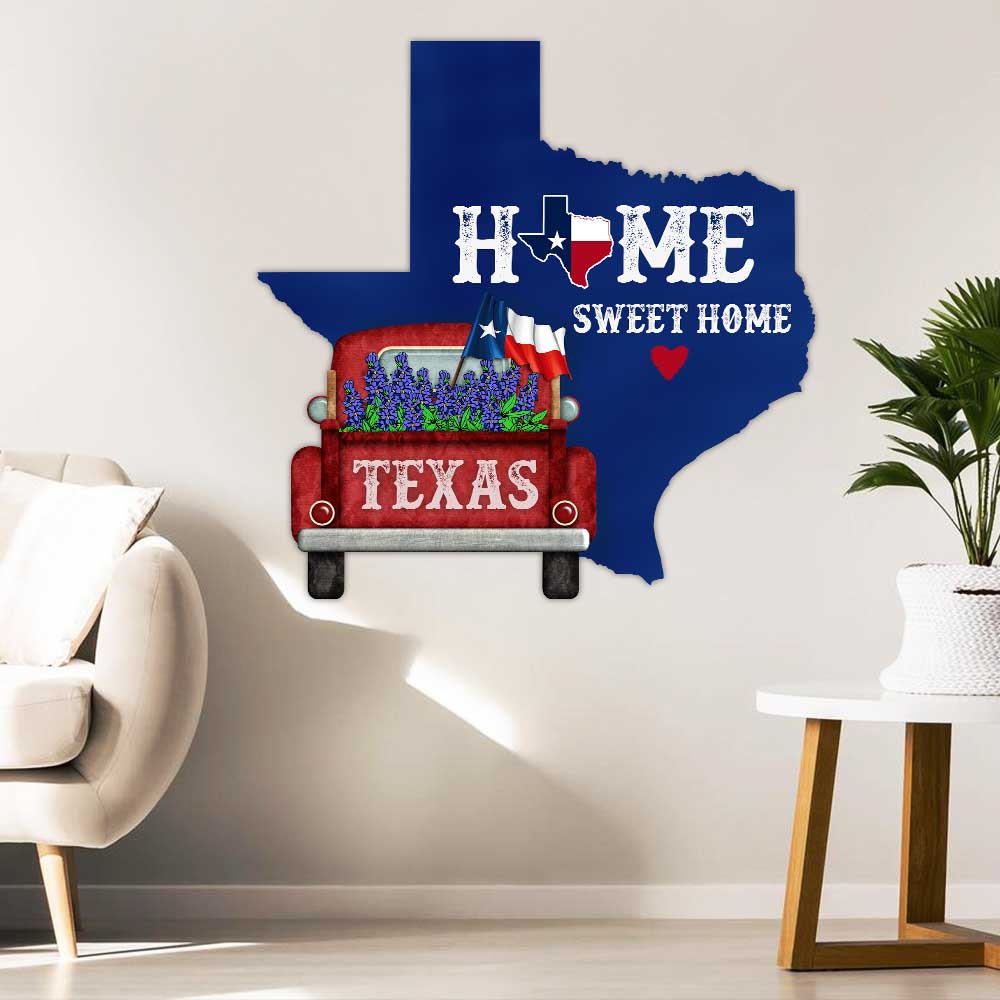 Texas Hanging Metal Sign Home Sweet Home