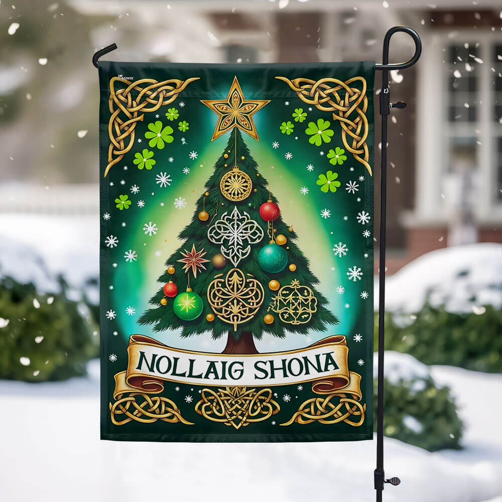 Irish Christmas Celtic-style Christmas Tree Nollaig Shona Flag