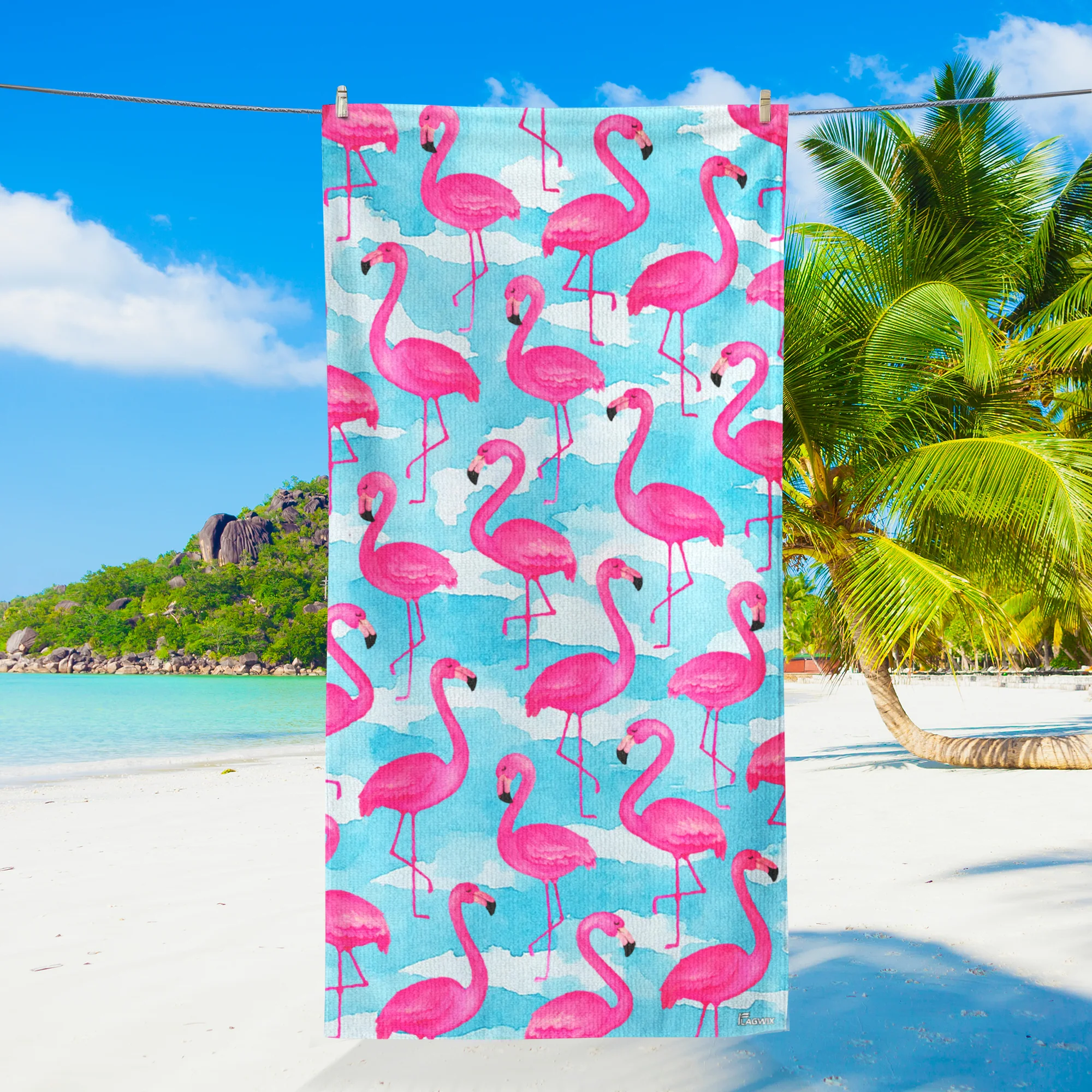 Pink Flamingo Tropical Summer Beach Towel