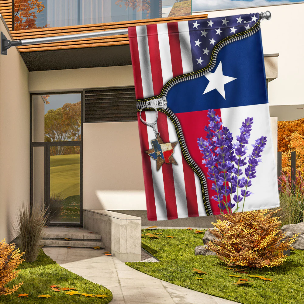 Texas Bluebonnet Zip American Flag
