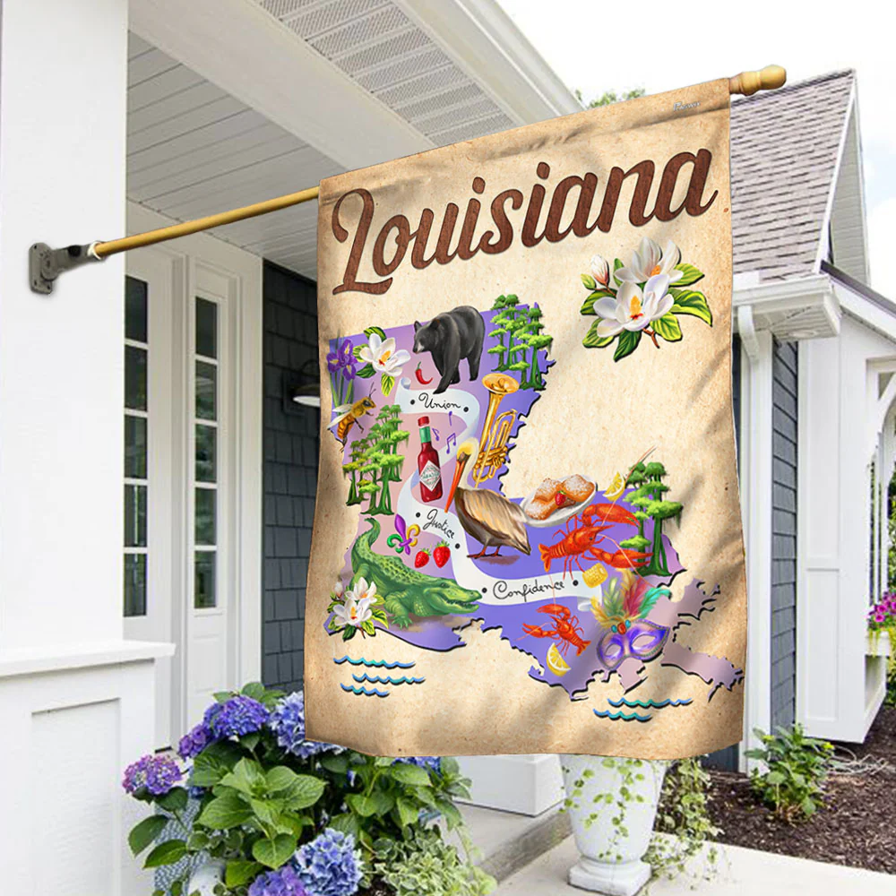 Louisiana State Map Flag