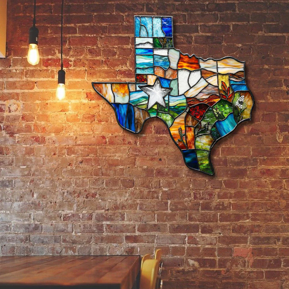 Texas Map Hanging Metal Sign, The Lone Star State Wall Art Home Decor