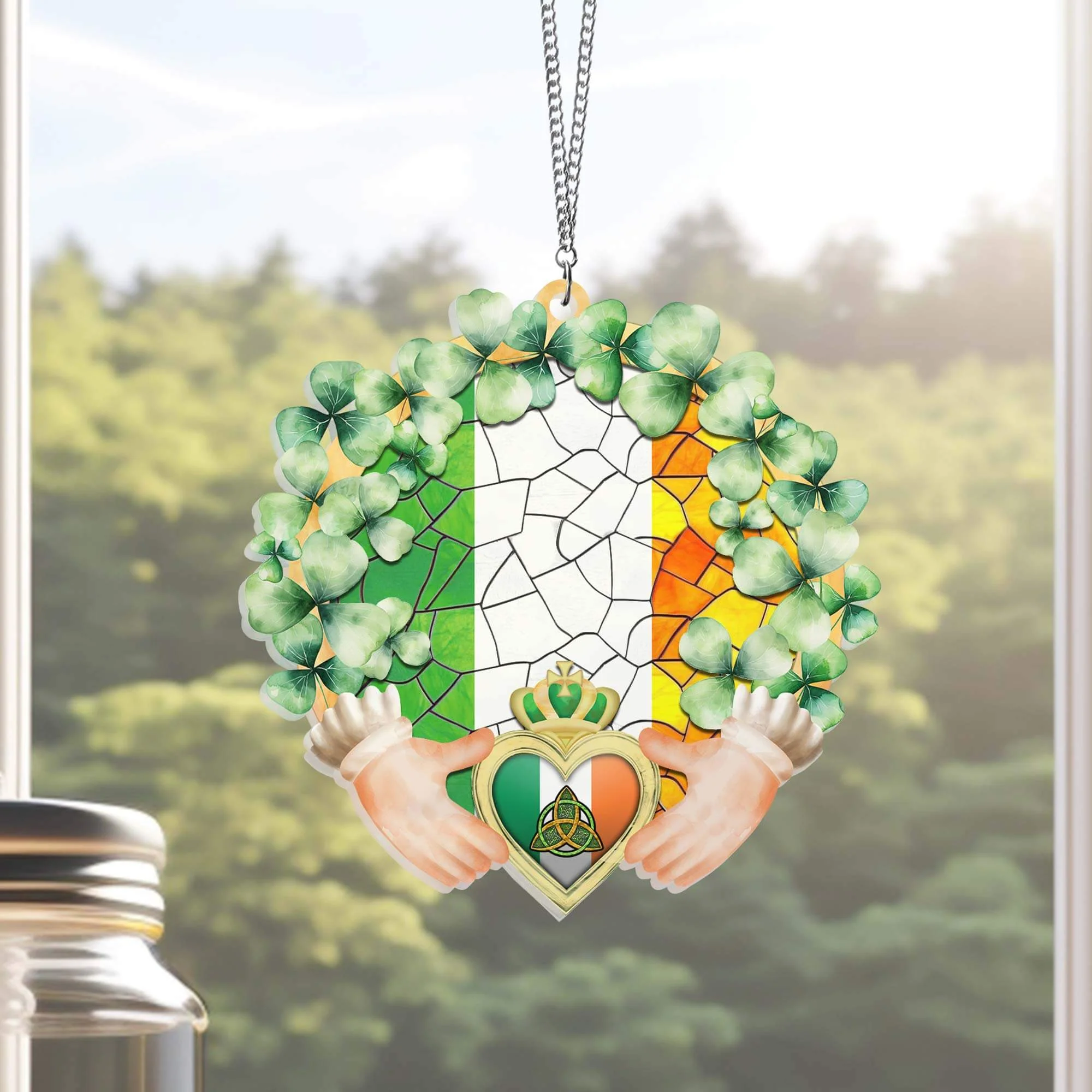 Irish Claddagh Shamrock Saint Patrick's Day Irish Suncatcher Acrylic Hanging