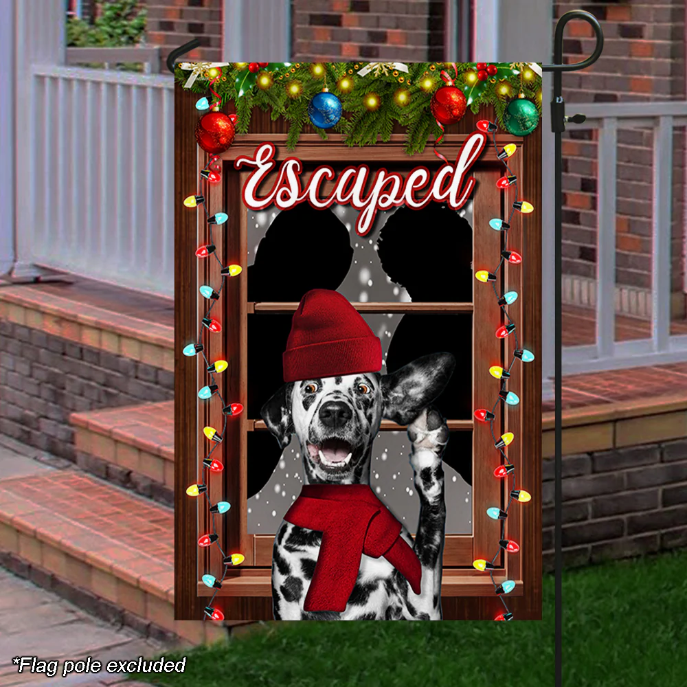 Christmas  Flag Escaped Dalmatian