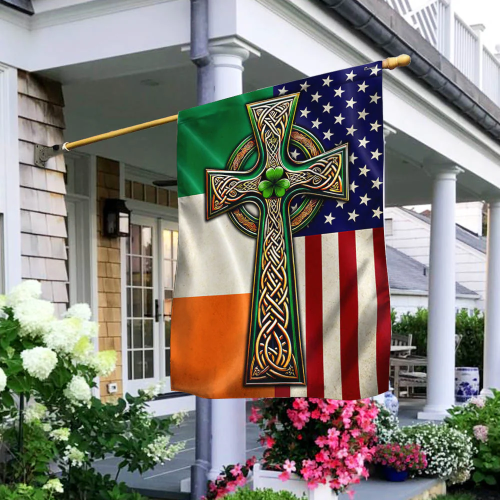 Bimipi  Irish Celtic Knot Cross St. Patrick's Day Flag