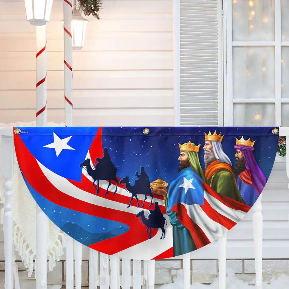 Three Kings Three Wise Men Puerto Rico Non-Pleated Fan Flag