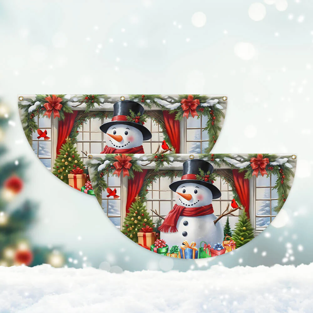 Snowman Merry Christmas Non-Pleated Fan Flag