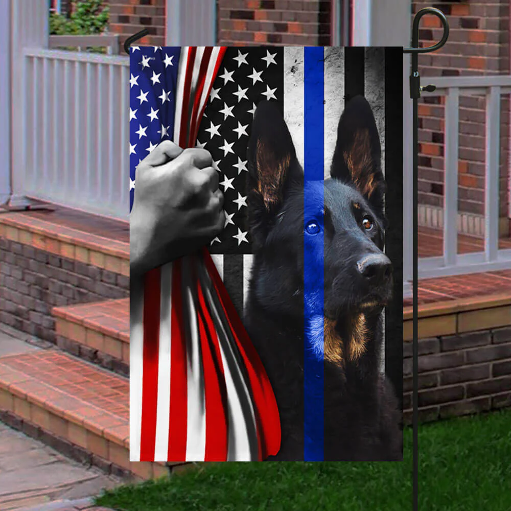 The Thin Blue Line K-9 Dog American Flag