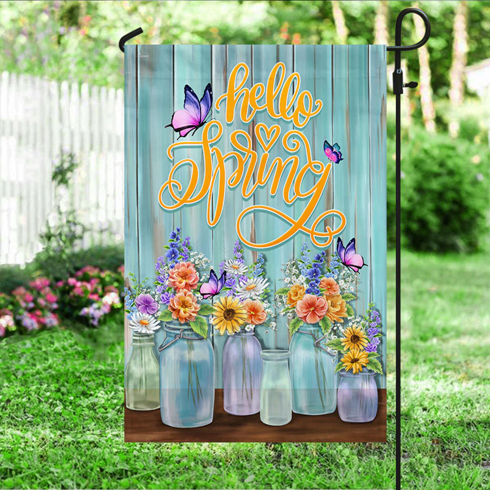 Hello Spring Welcome Spring Flag for Outdoor Home Decor, Spring Seasonal Design