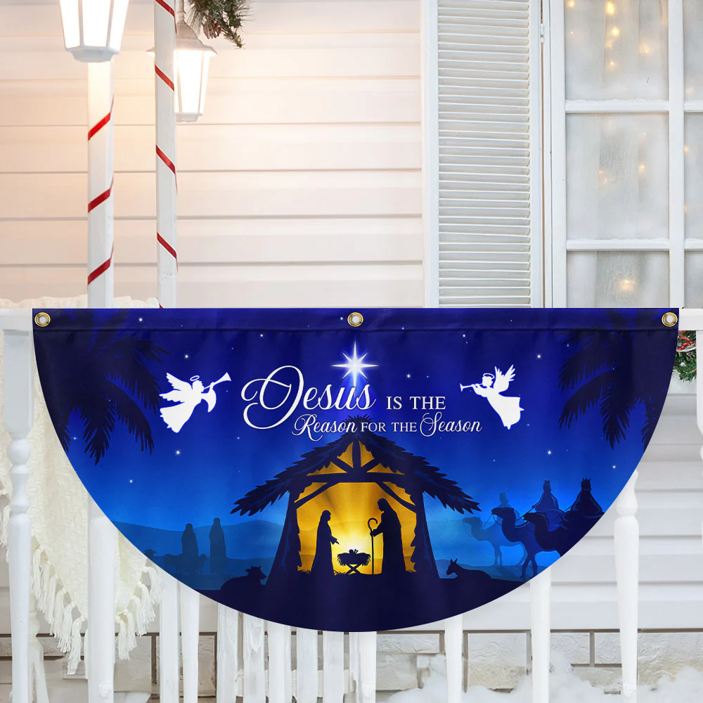 Jesus Is the Reason for the Season Fan Flag - Non-Pleated Christmas Décor  - 3-Day Shipping