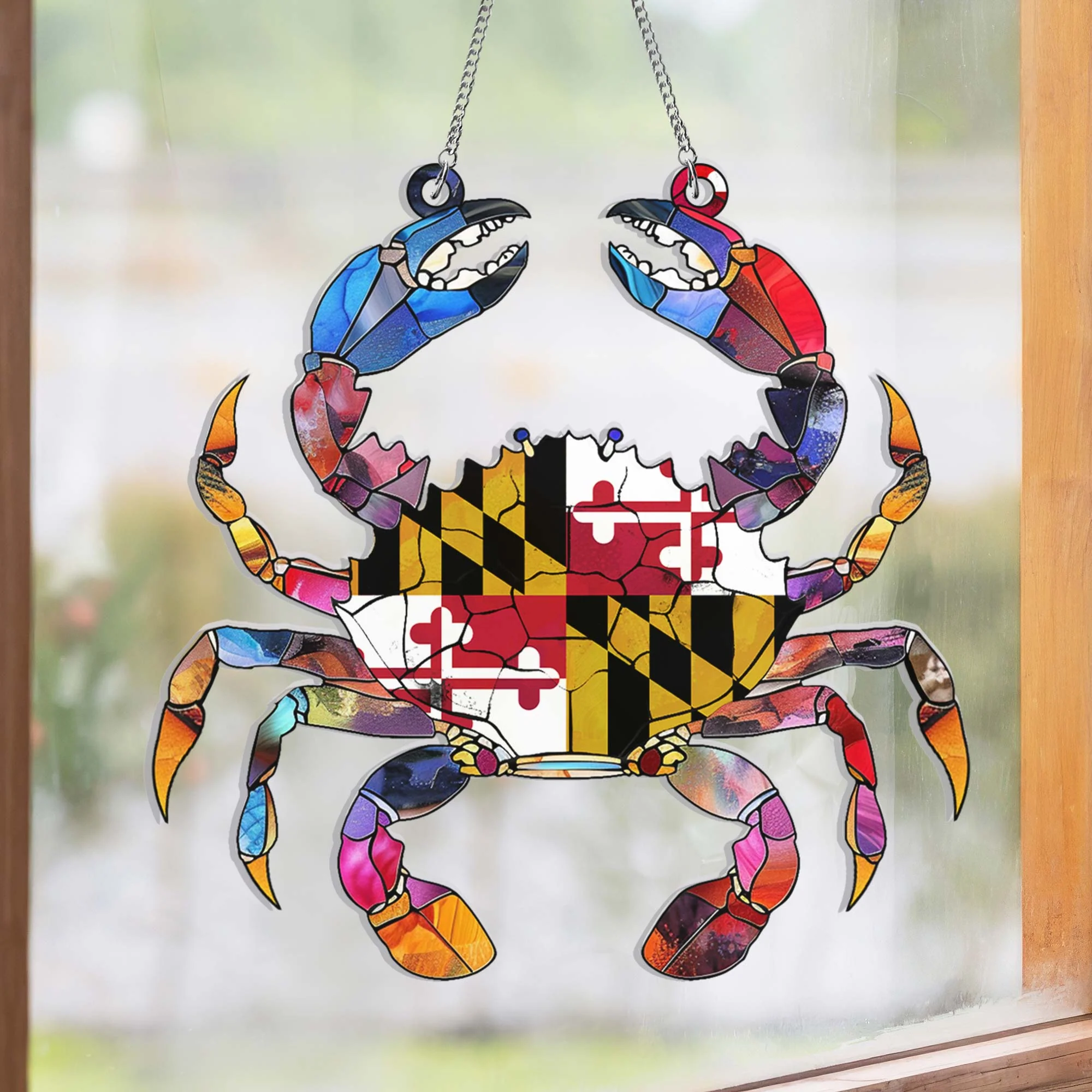 Maryland State Flag Maryland Crab Acrylic Suncatcher Hanging Sign