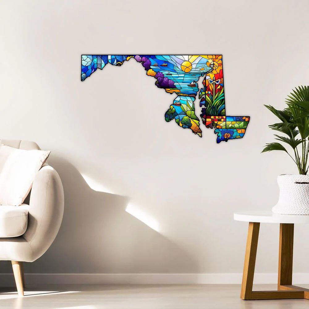 Maryland Map Hanging Metal Sign