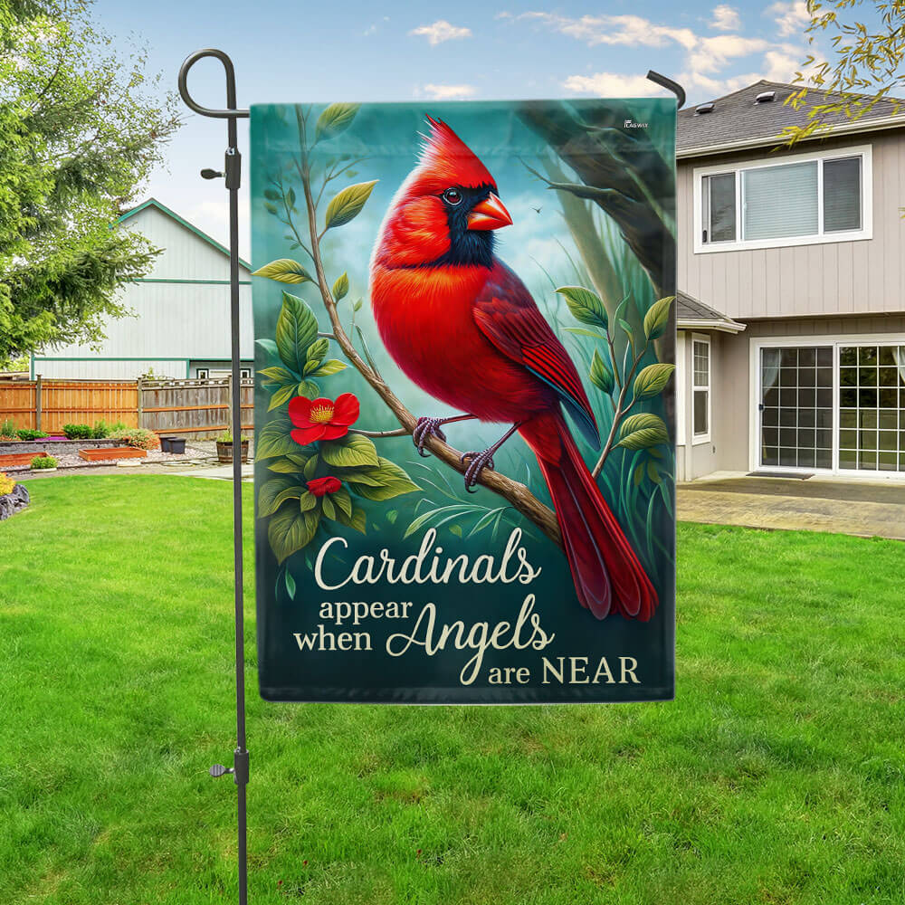 Spring Cardinal Angels Are Near Flag for Outdoor Home Decor, Double Sided