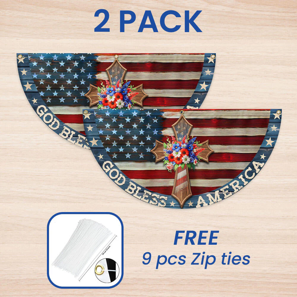 Happy 4th of july, God Bless America, july 4th Patriotic Christian American Non-Pleated Fan Flag