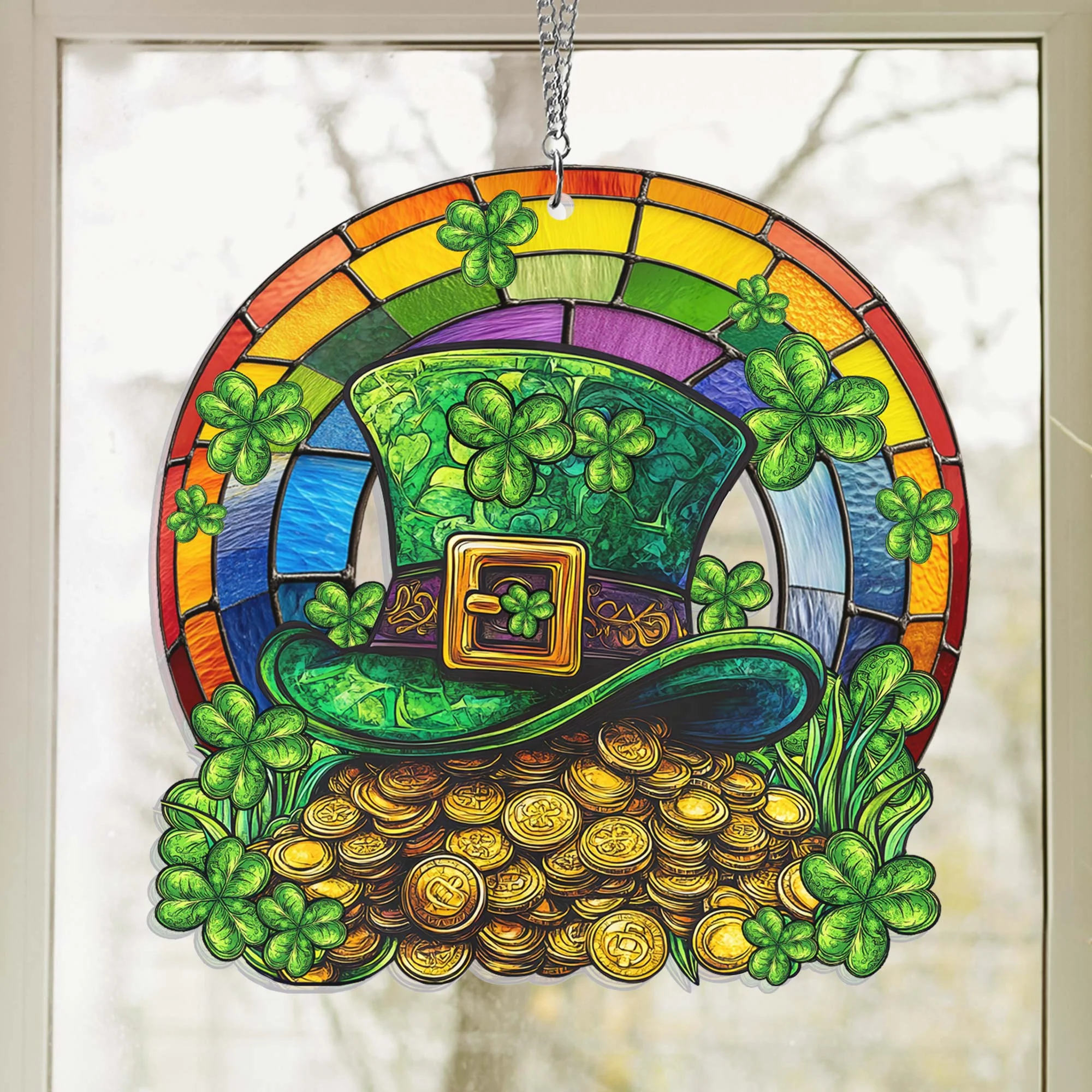 Lucky Shamrock Irish Saint Patrick's Day Acrylic Suncatcher Hanging