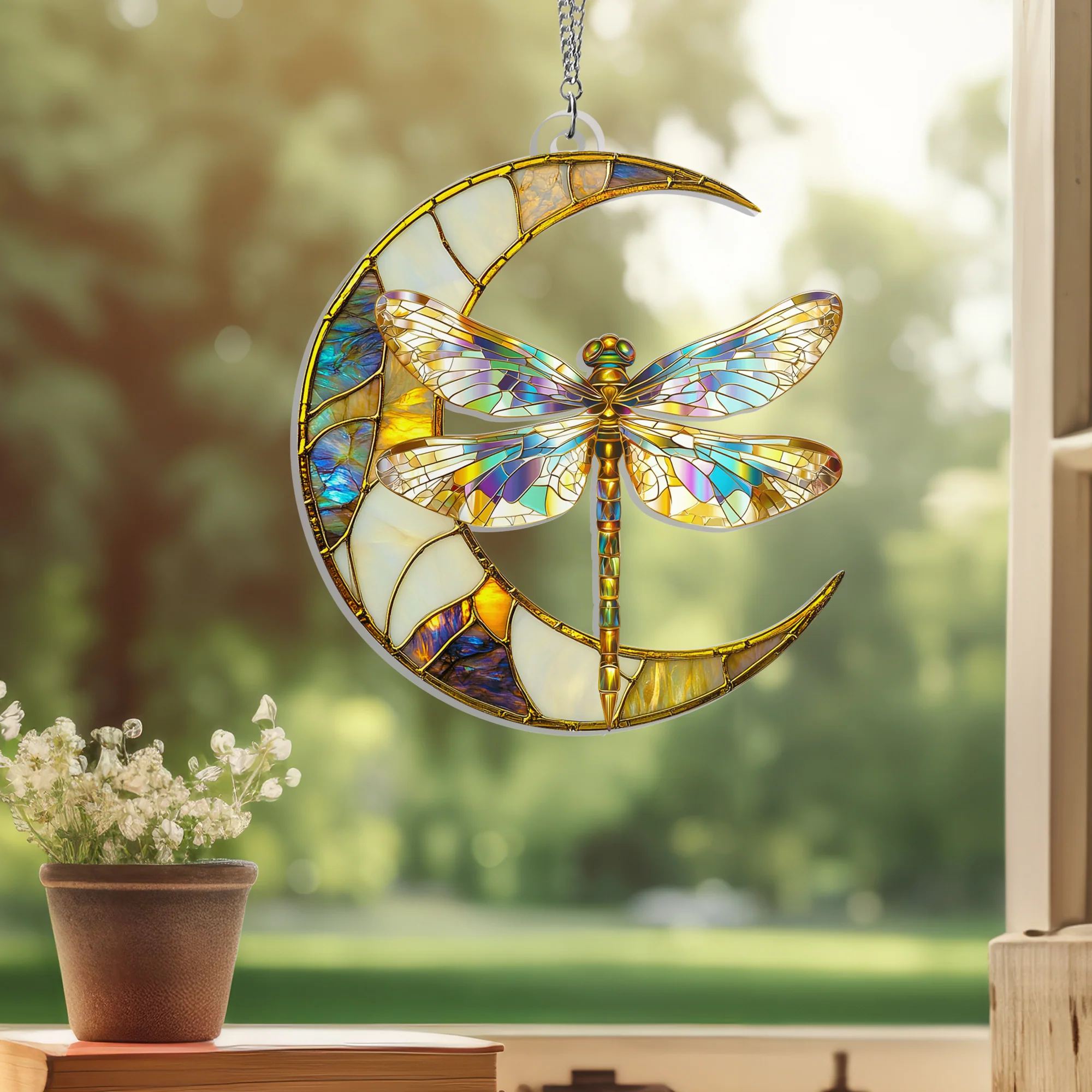 Dragonfly On the Moon Suncatcher Acrylic Hanging