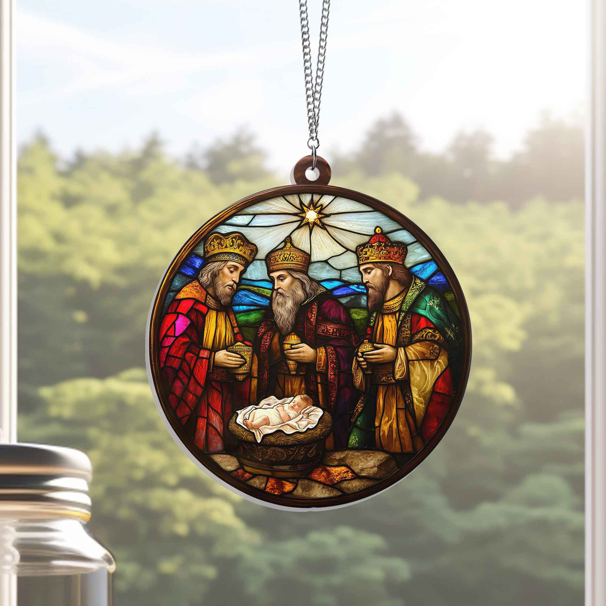 We Three Kings Three Wise Men Nativity story Jesus Christ Christmas Suncatcher Acrylic Hanging