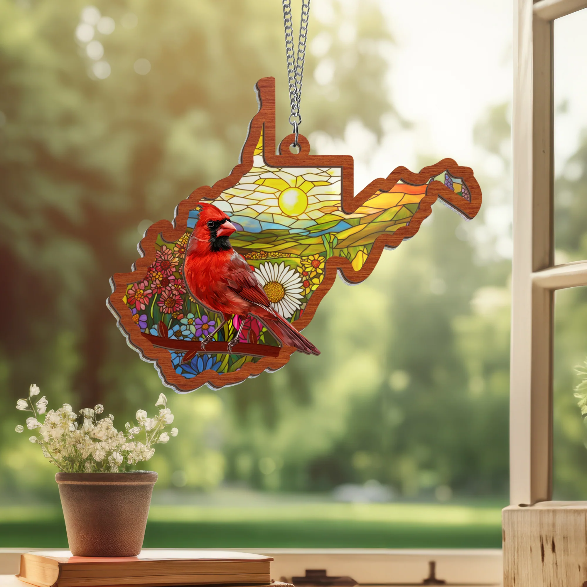 West Virginia Map 2 Layered Hanging Suncatcher