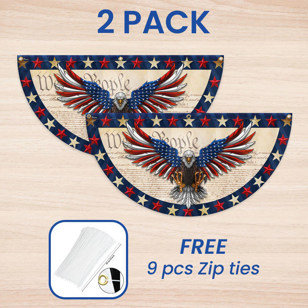 American Flag - We The People Patriotic Eagle Non-Pleated Fan Flag
