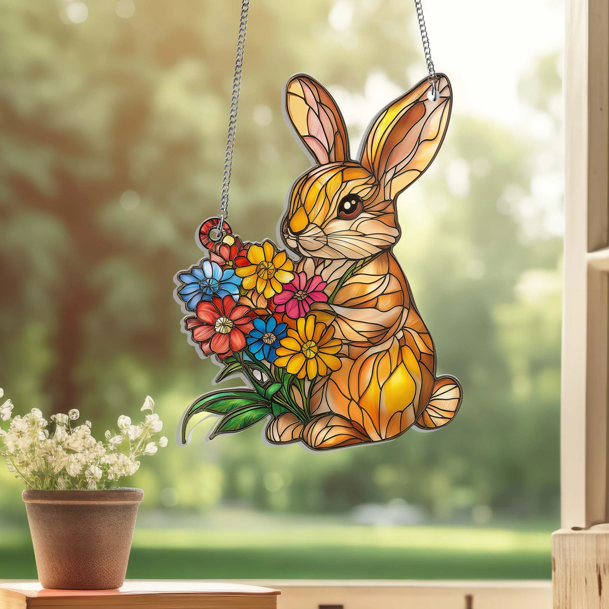 Easter Bunny Rabbit Suncatcher Acrylic Window Hanging