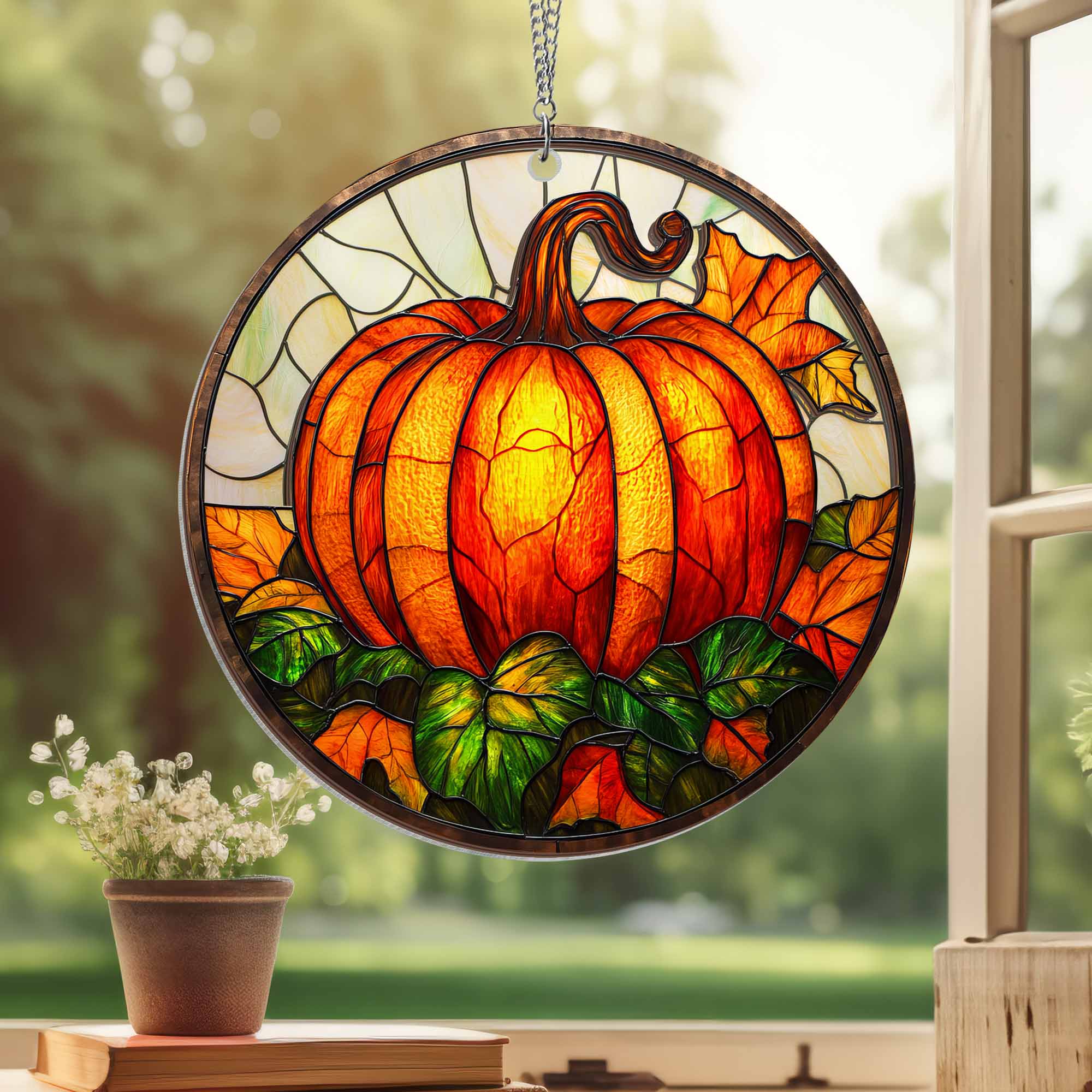 Fall Pumpkin 2 Layered Hanging Suncatcher