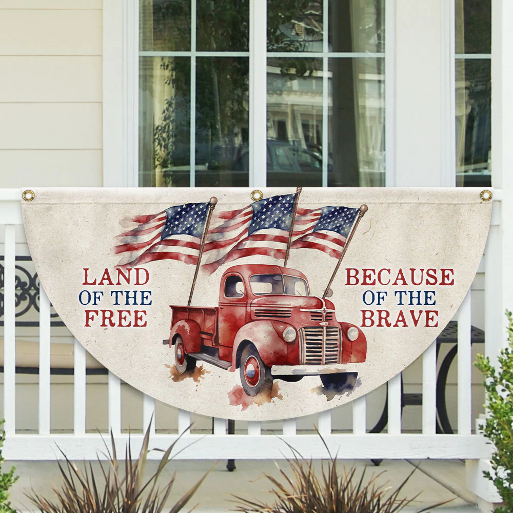 Land Of The Free Because Of The Brave 4th Of july Non-Pleated Fan Flag
