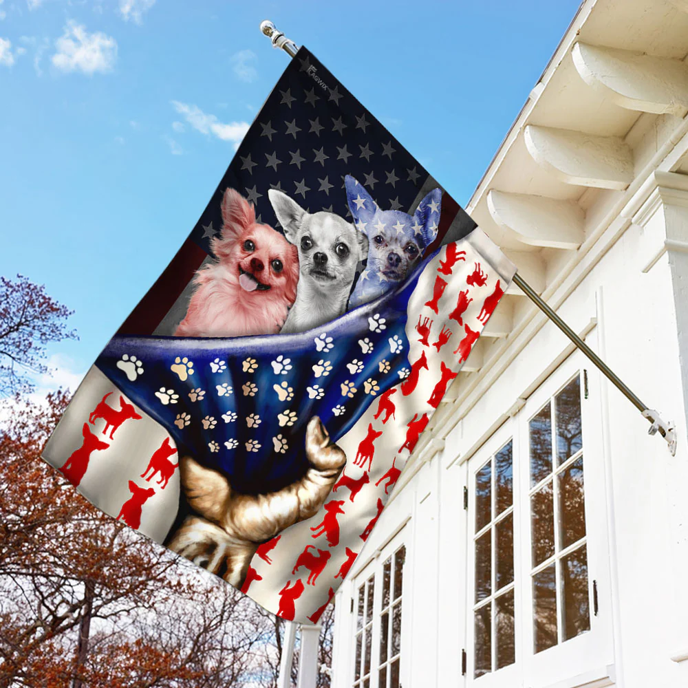 Chihuahua American Flag Bimipi  ™ Adorable Chihuahua Dogs Flag