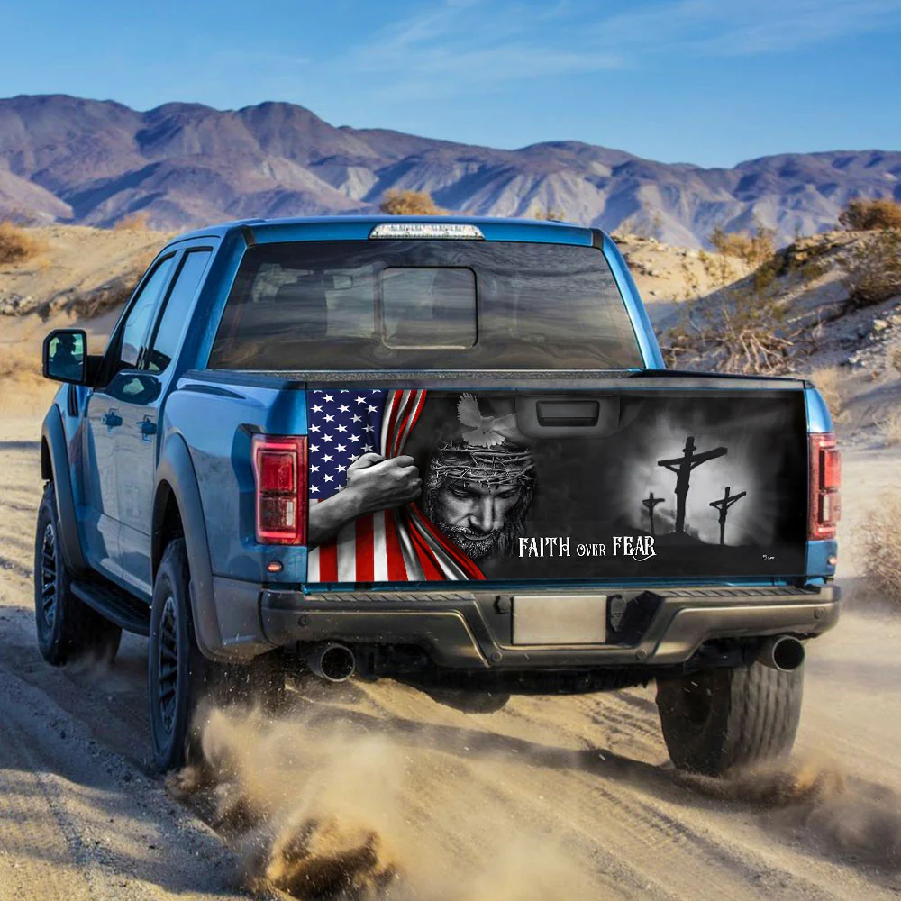 Faith Over Fear God Jesus Truck Tailgate Decal Sticker Wrap