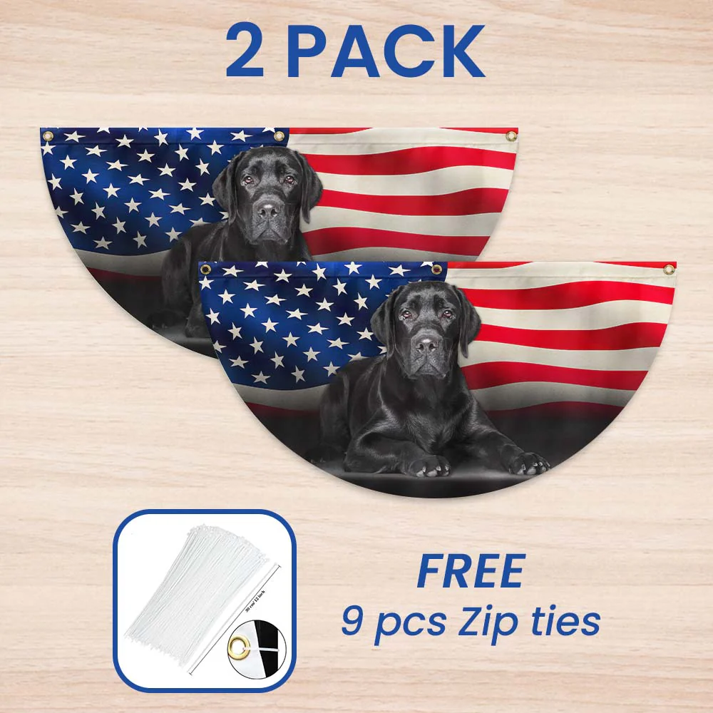 Black Labrador Retriever American Non-Pleated Fan Flag