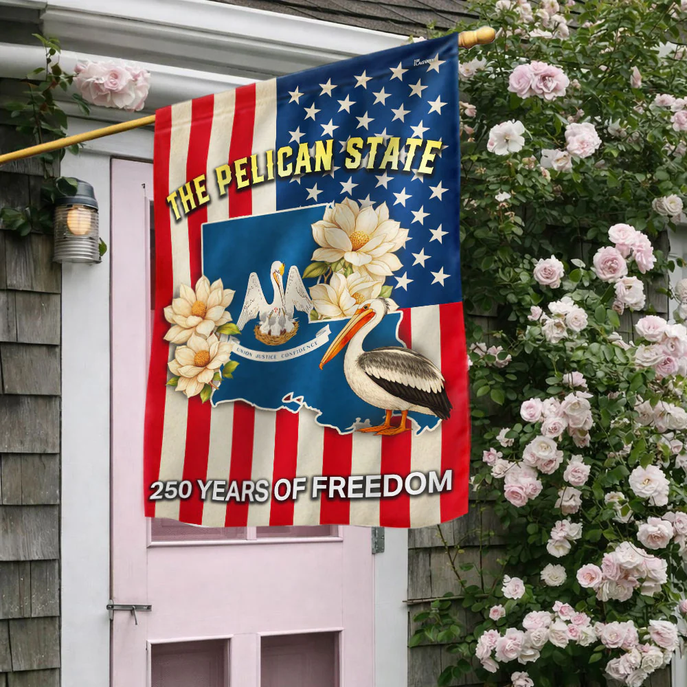 Louisiana Flag, 250 Years of Freedom The Pelican State US Flag