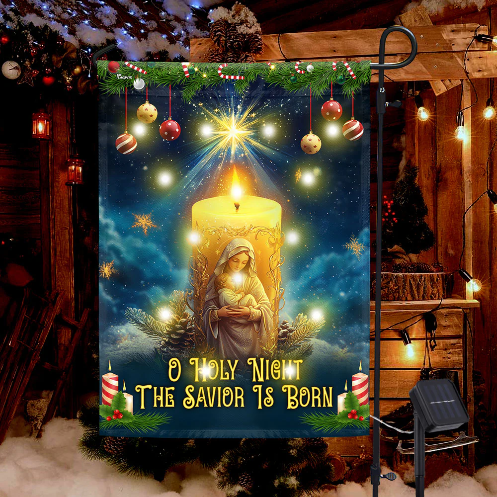 O Holy Night Christmas Flag | The Savior Is Born Christian Faith Decor